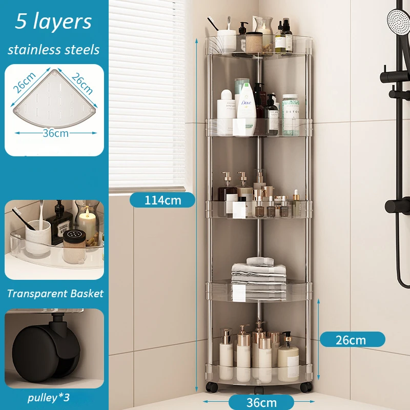 Multi-Layer Rolling Storage Rack with Wheels for Bathroom & Kitchen