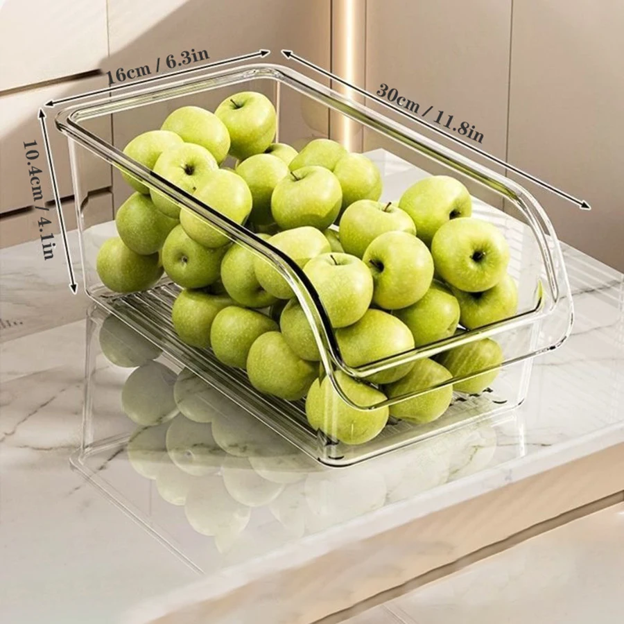 Clear Fridge Storage Organizer Bins with Drain Tray