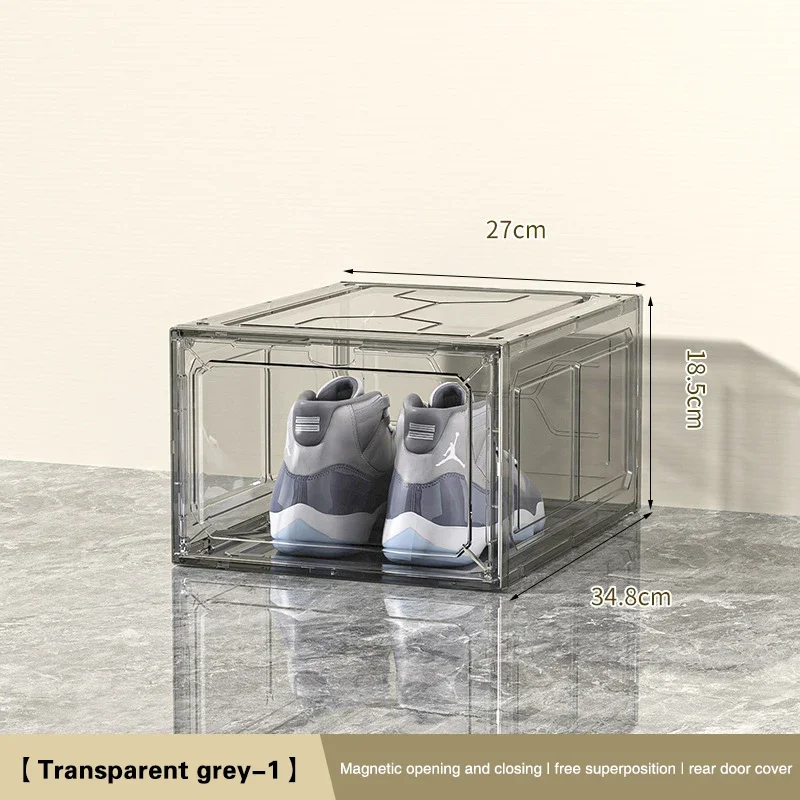 Stackable Shoe Storage Boxes with Front Door - Transparent Plastic Organizer for Closet & Bedroom