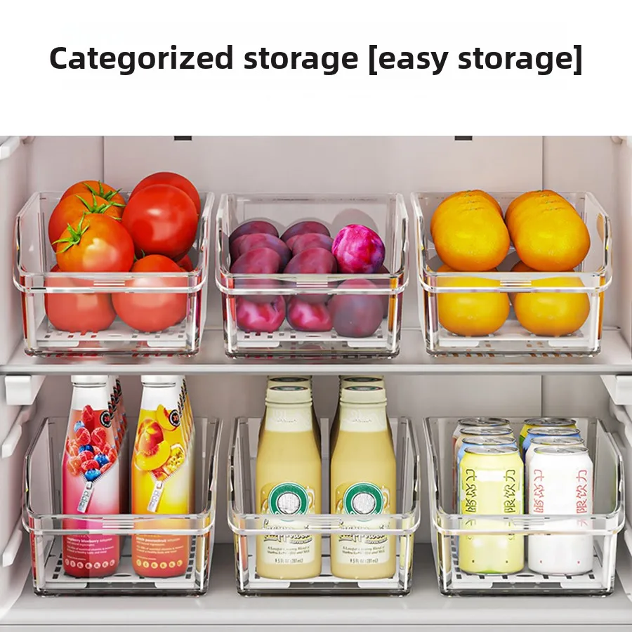 Clear Fridge Storage Organizer Bins with Drain Tray