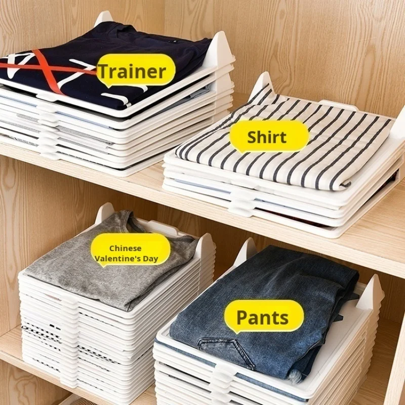 Foldable Clothes Organizer Boards (5-Pack) - Space Saving Shirt & Pants Storage Rack