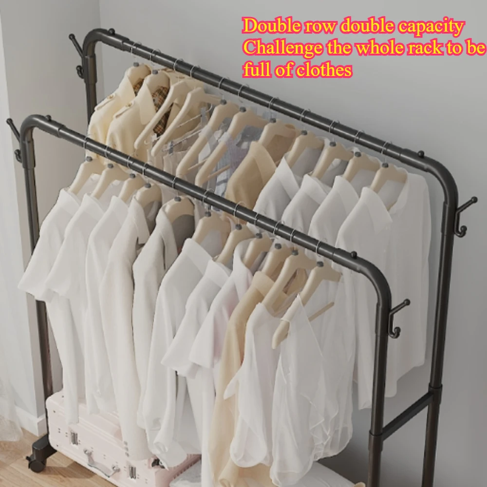 Adjustable Metal Clothes Rack With Wheels - Single & Double Pole