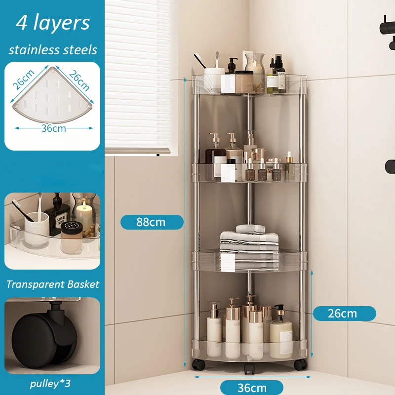 Multi-Layer Rolling Storage Rack with Wheels for Bathroom & Kitchen