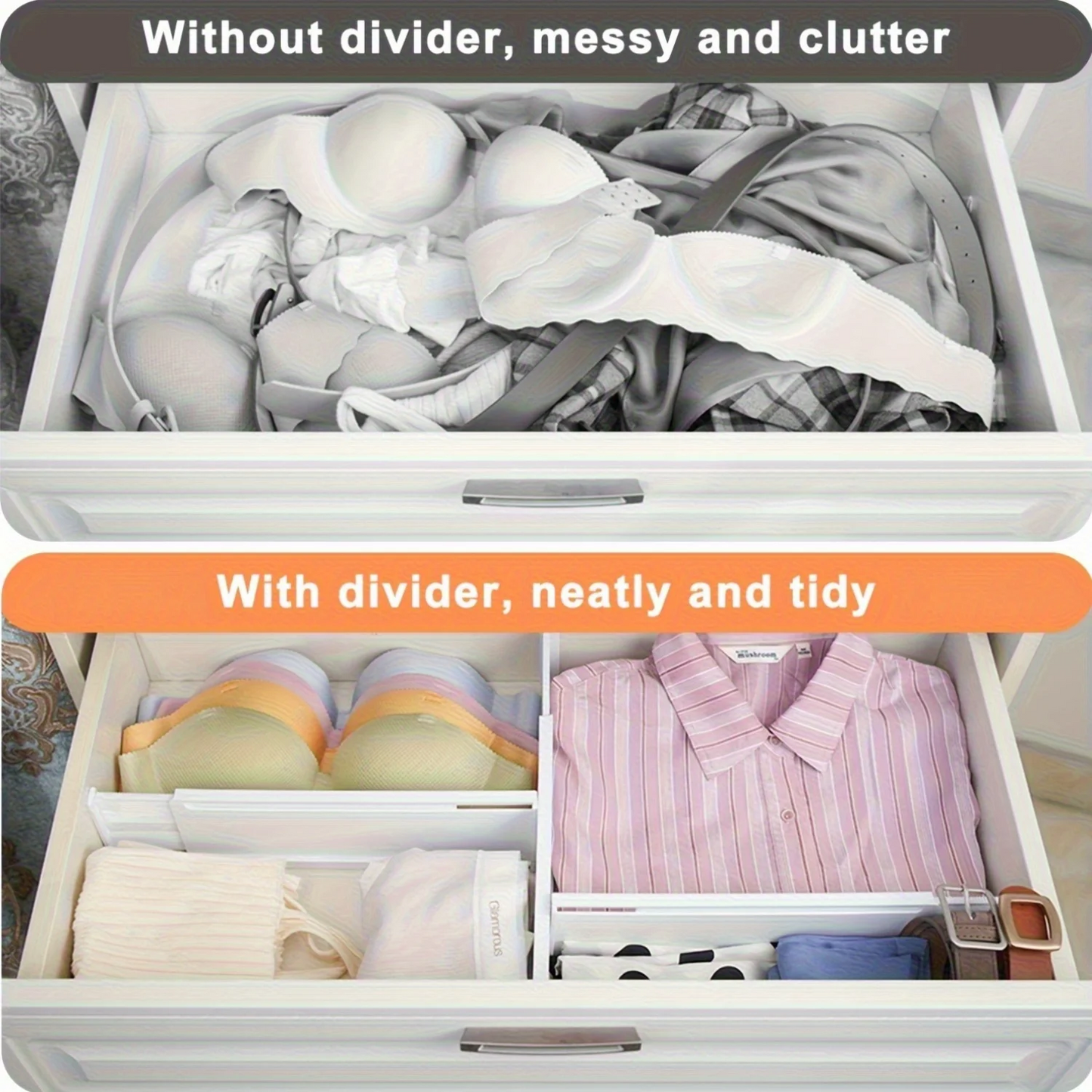 Adjustable Drawer Divider Organizer Set - Expandable Storage Separators for Kitchen & Wardrobe