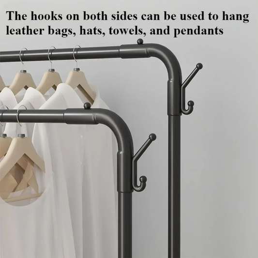 Adjustable Metal Clothes Rack With Wheels - Single & Double Pole