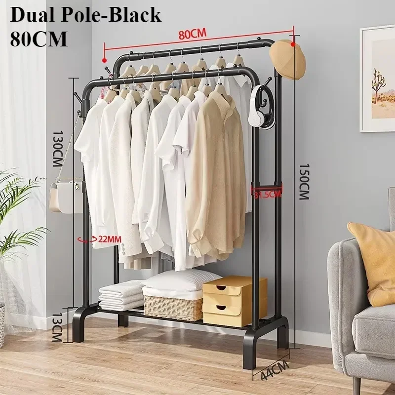 Adjustable Metal Clothes Rack With Wheels - Single & Double Pole
