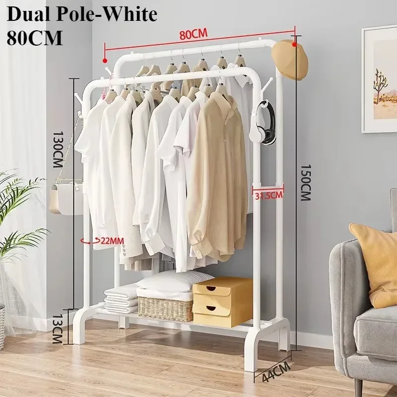 Adjustable Metal Clothes Rack With Wheels - Single & Double Pole